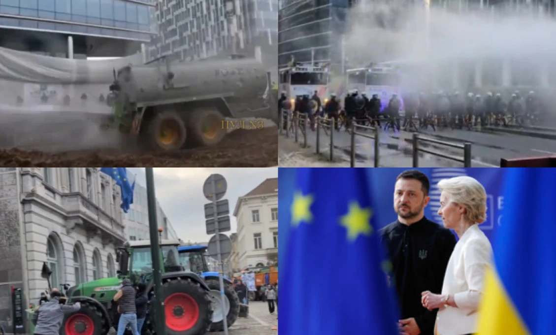 koláž/HD | Farmári v uliciach Bruselu/Záujem eurokomisie